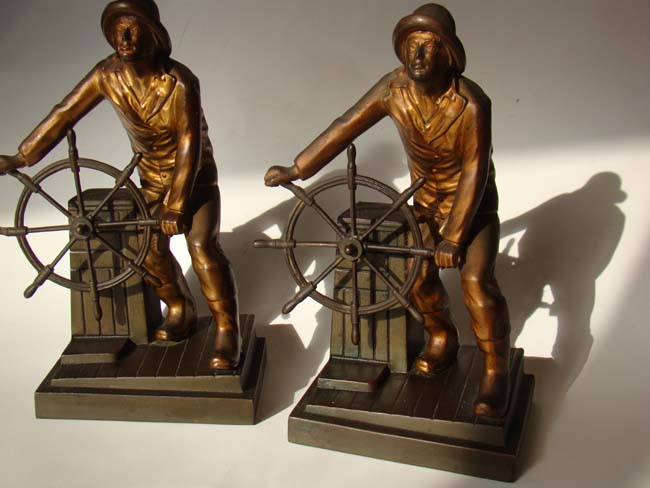 A pair of Gloucester Fisherman Memorial bookends by Jennings Brothers of Bridgeport, CT., circa 1929